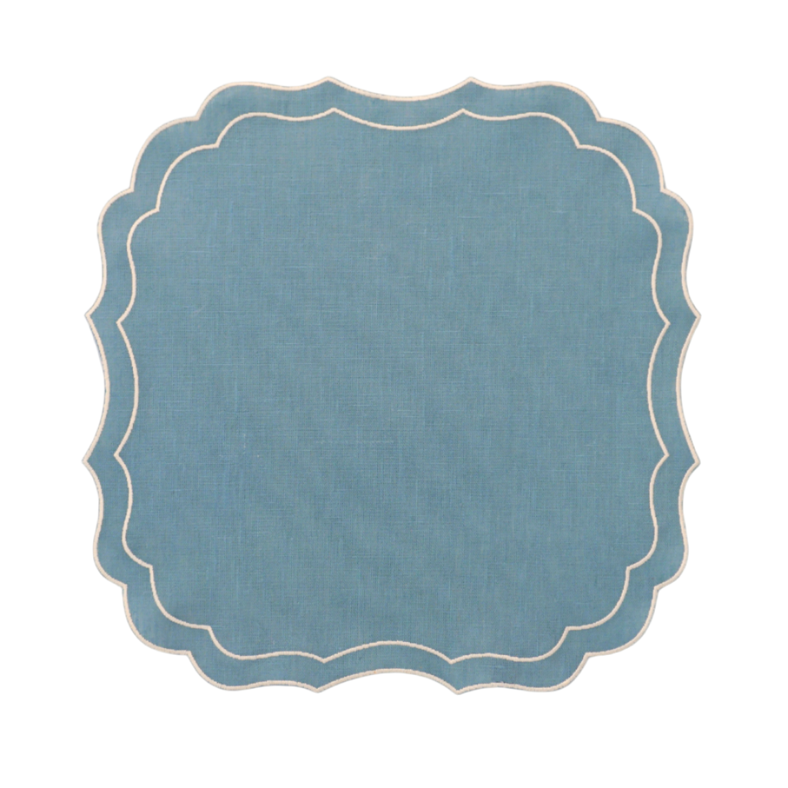 Scalloped Linen Placemats, Solesmes / Ivory