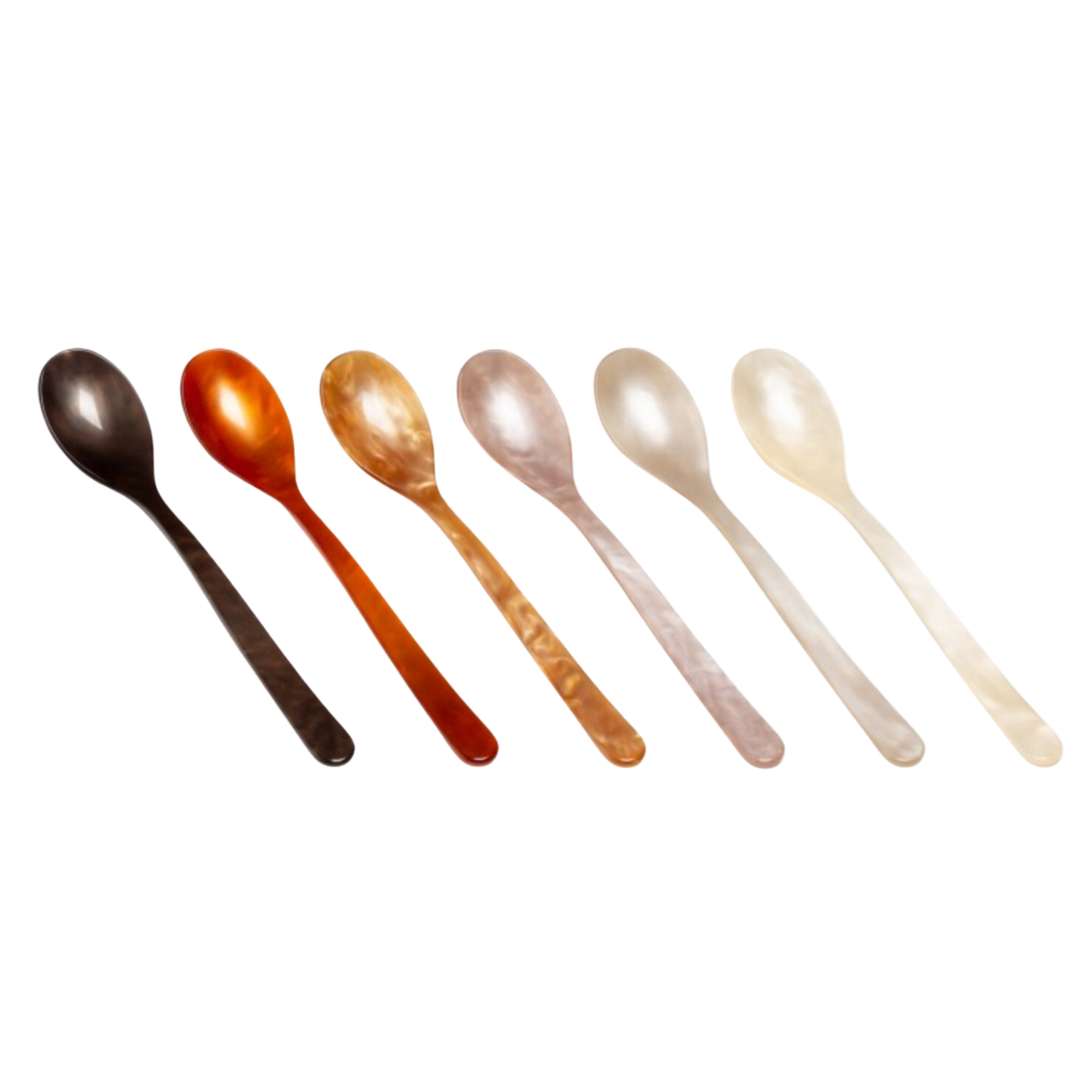 Petite Acrylic Glass Spoons in Coffee Caramel Set