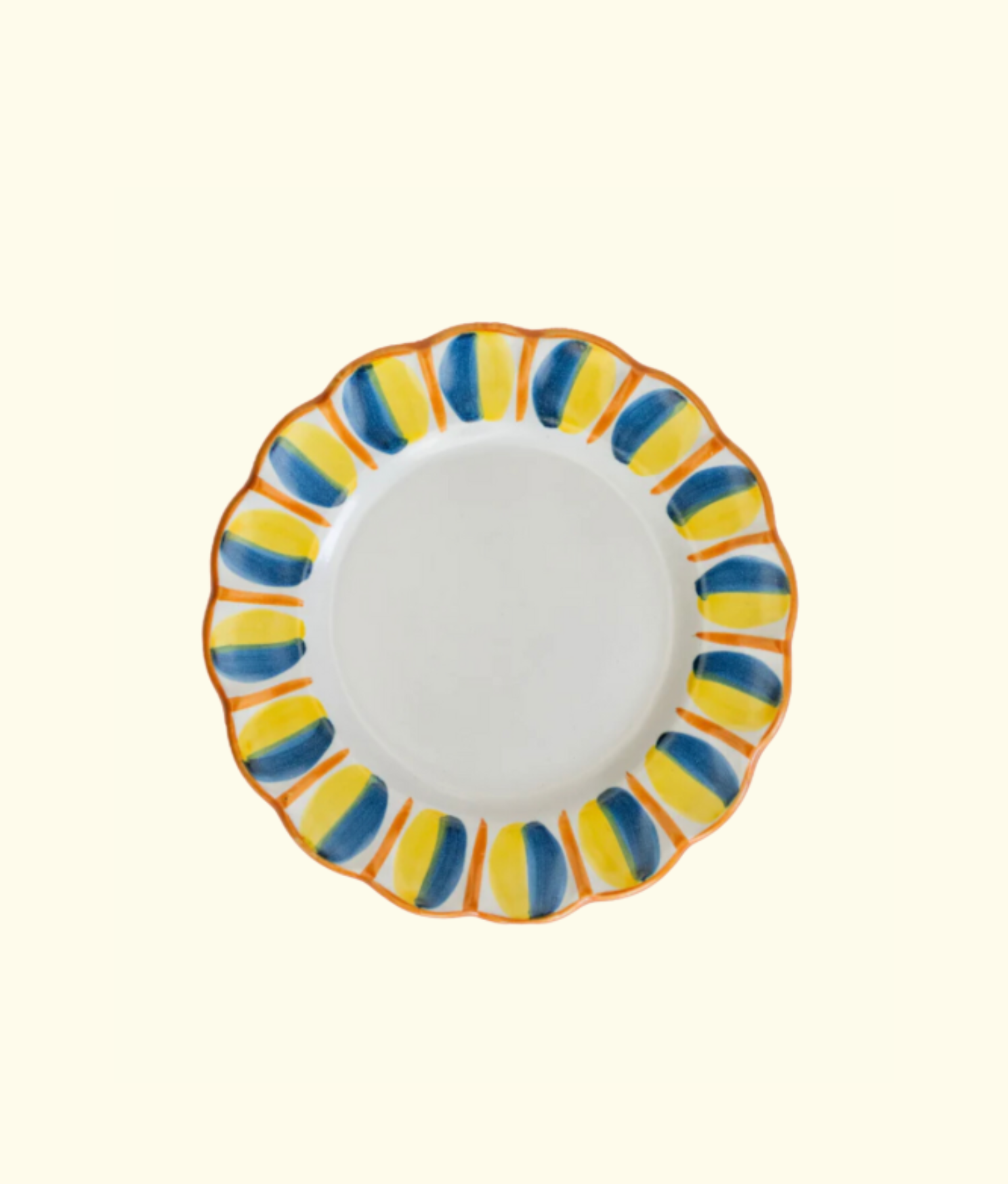 Italian Scallop Dinner Plate, Blue / Marigold