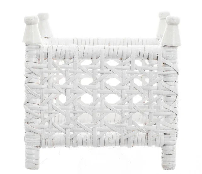 Cane Wicker Box Planter in White - The Mayfair Hall