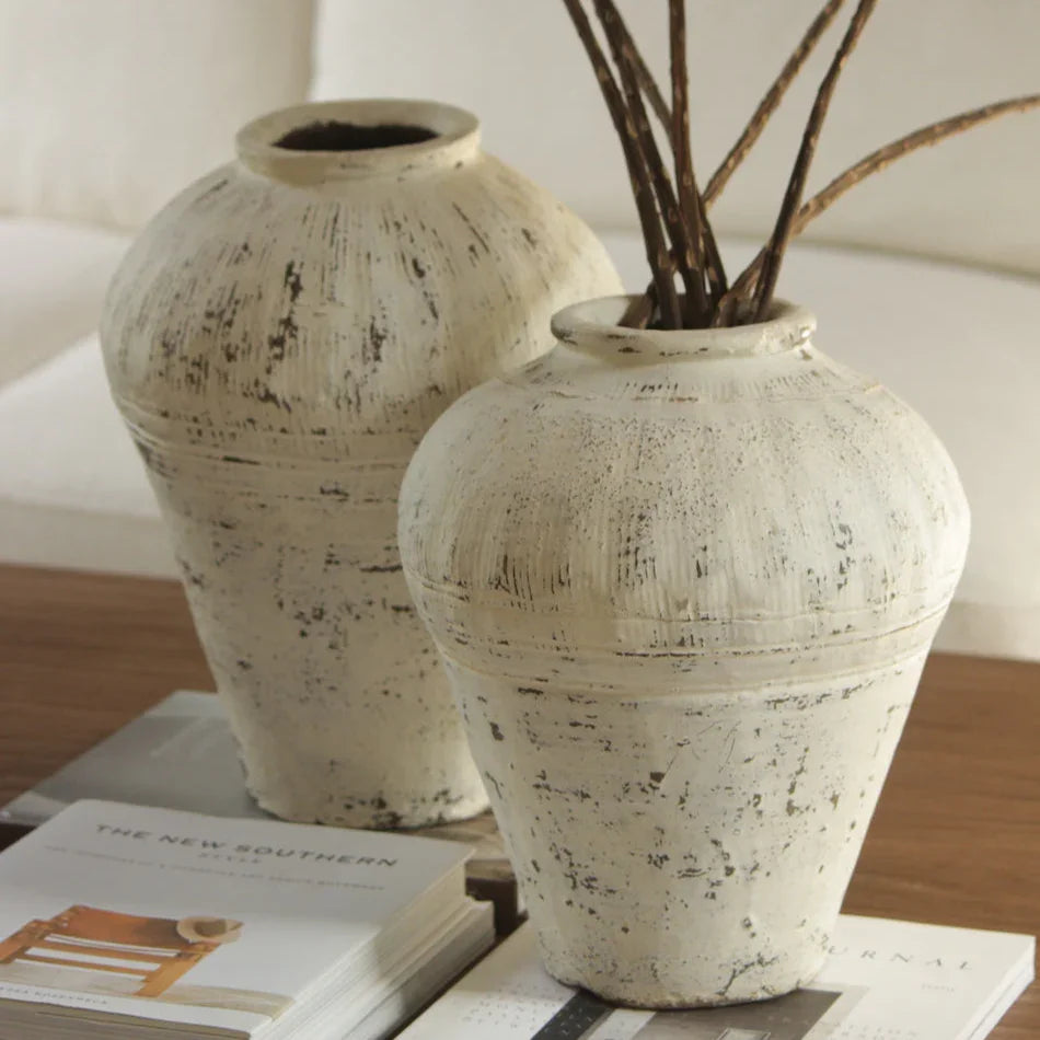 White Washed Antique Jar - The Mayfair Hall