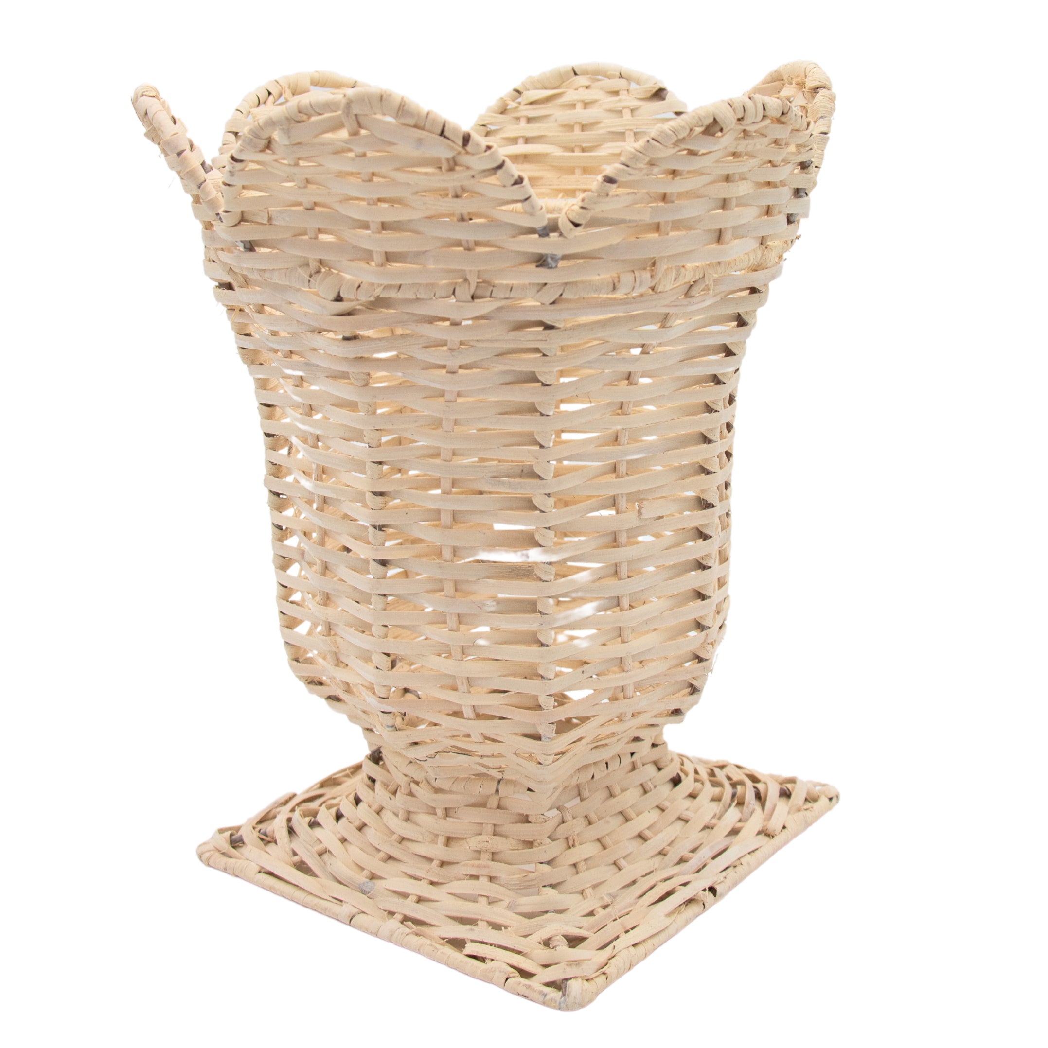 Handwoven Wicker Urn Vase in White