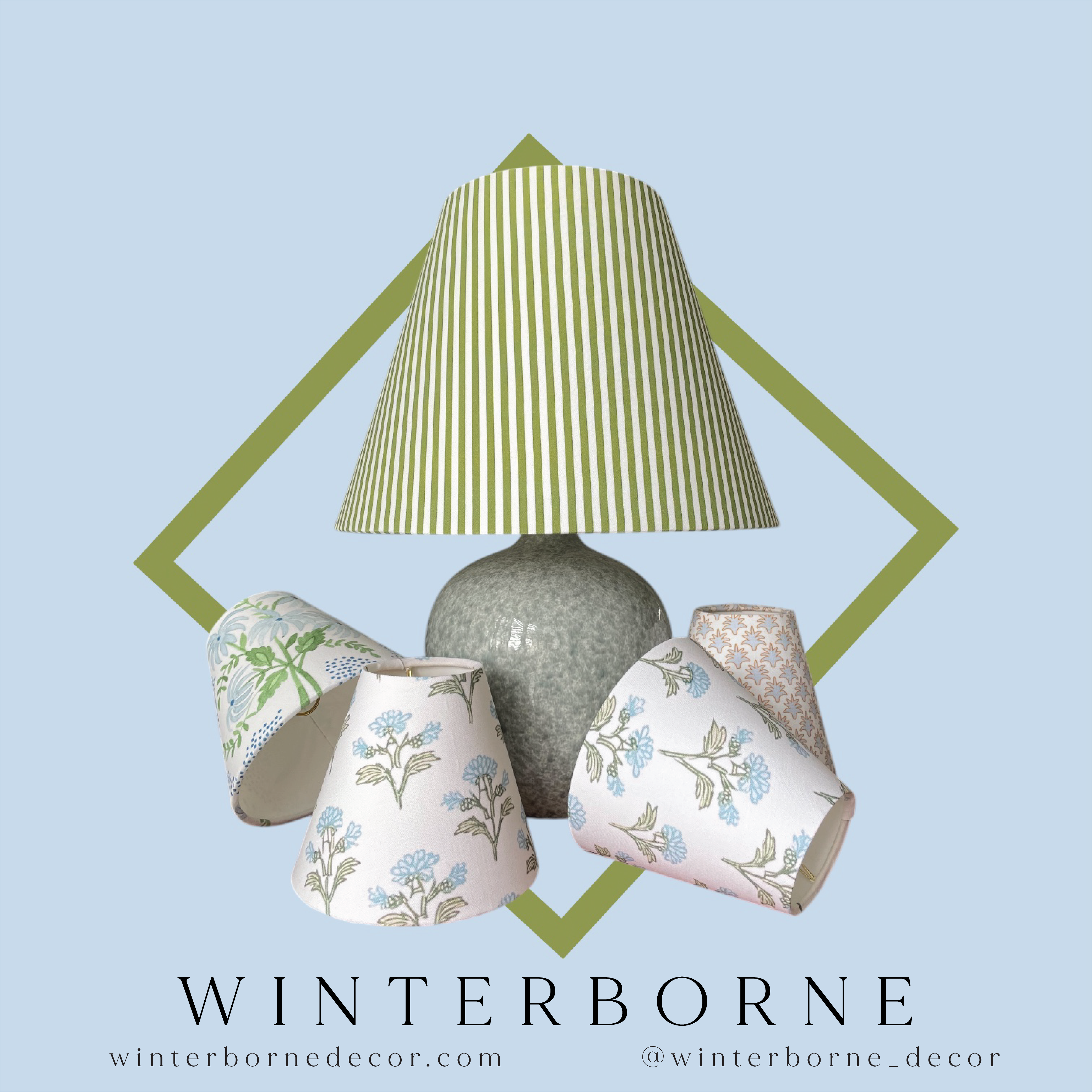 Sky Blue Sconce Shade in Sabal Stripe