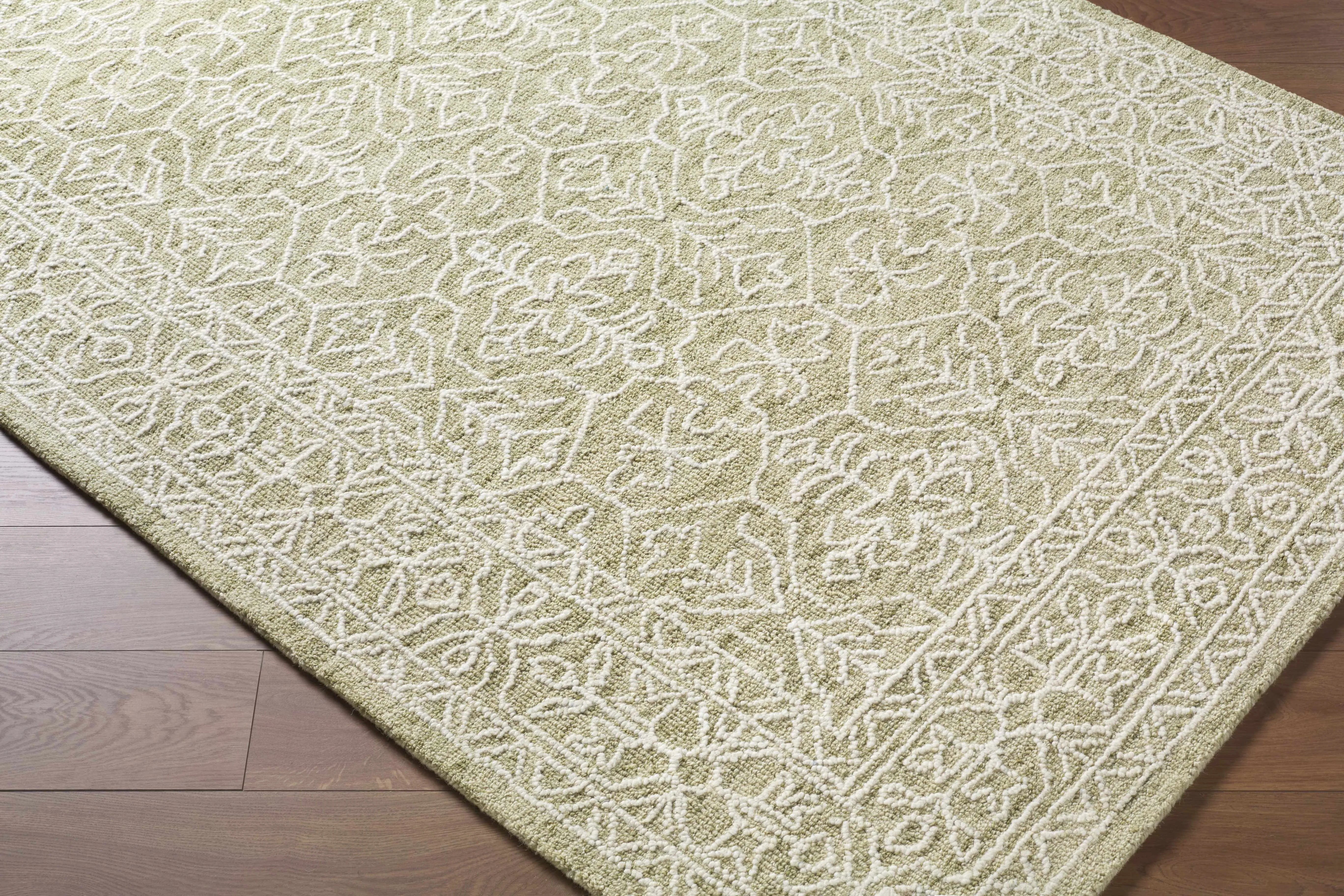 Yadid Green Wool Area Rug