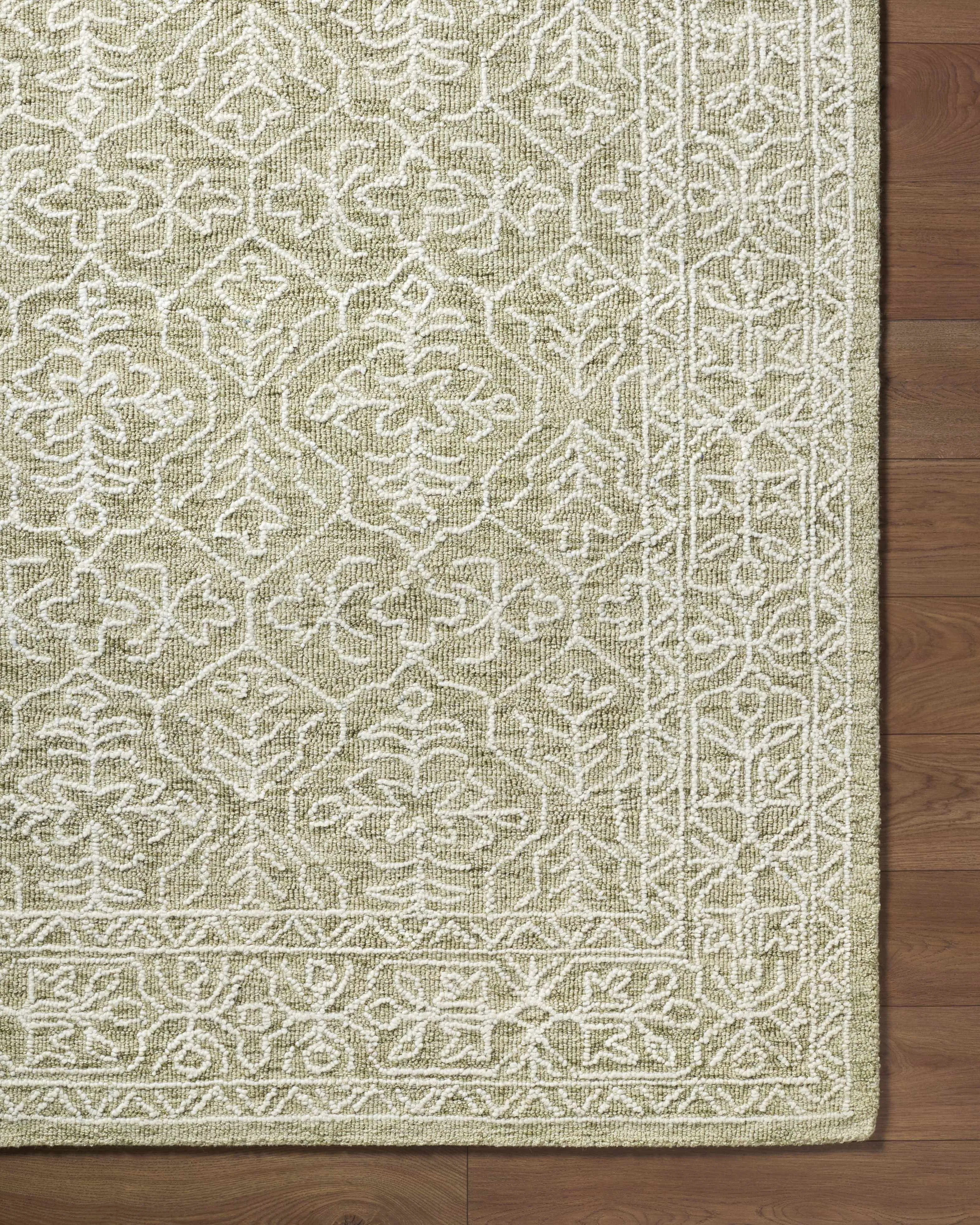 Yadid Green Wool Area Rug