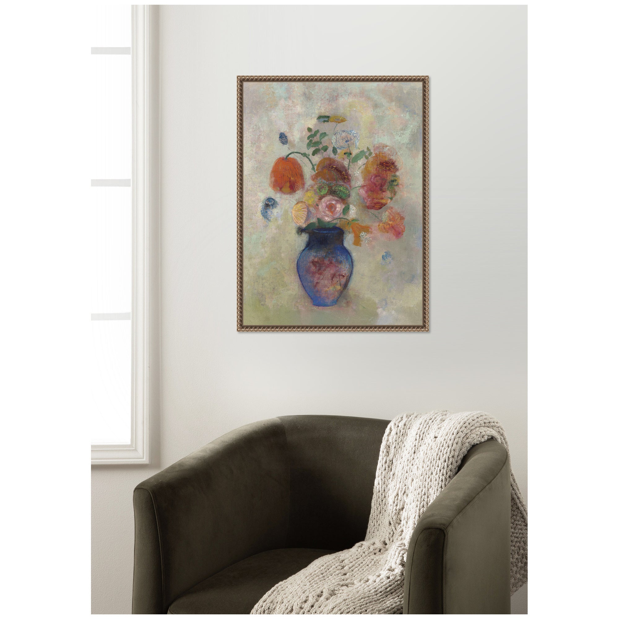 Large Vase with Flowers 1912 Odilion Redon by Nostalgia Prints Framed Canvas Wall Art Print