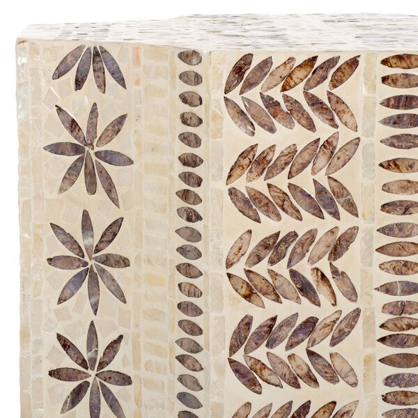 Tuley Wood Accent Table in White and Gold