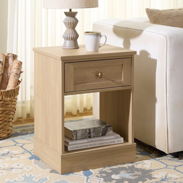 Shafa Accent Table in Natural with Storage Drawer