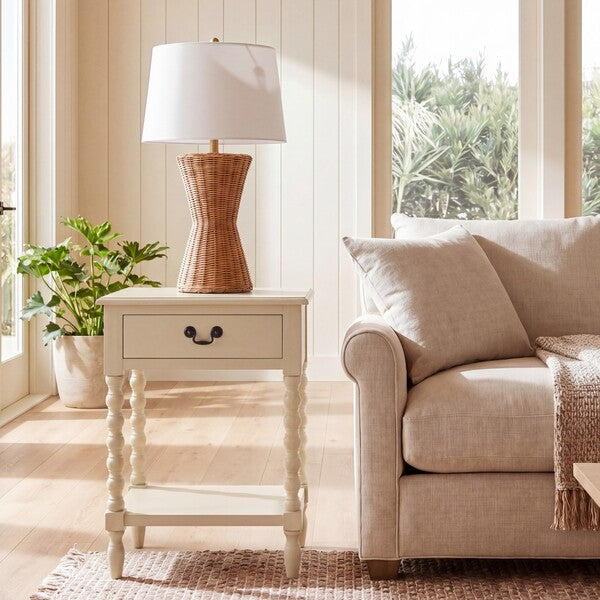 Athena Accent Table with 1 Drawer and Ball-turned Legs in Sand