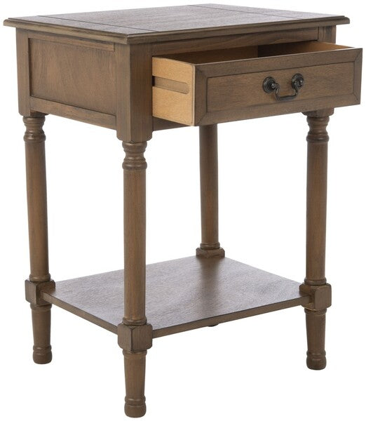 Whitney Accent Table in Brown with Storage Drawer