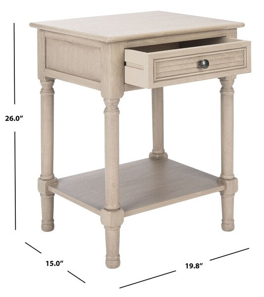 Tate Accent Table in Greige with Storage Drawer