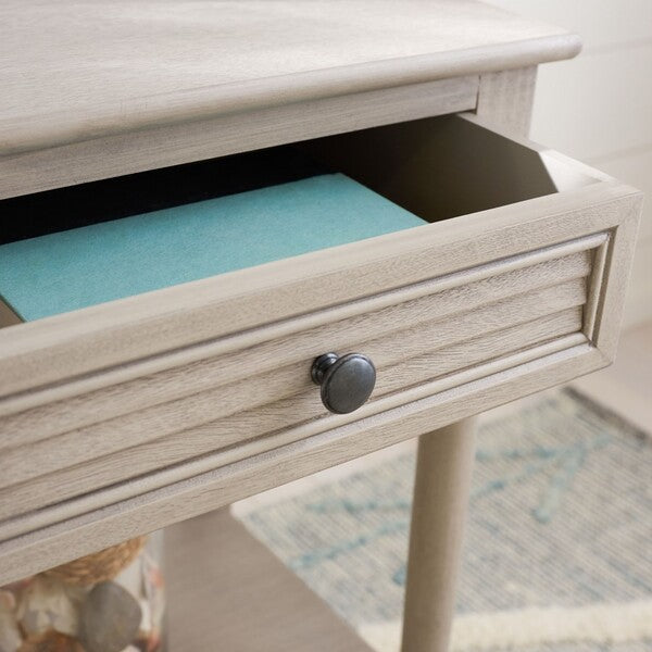 Tate Accent Table in Greige with Storage Drawer