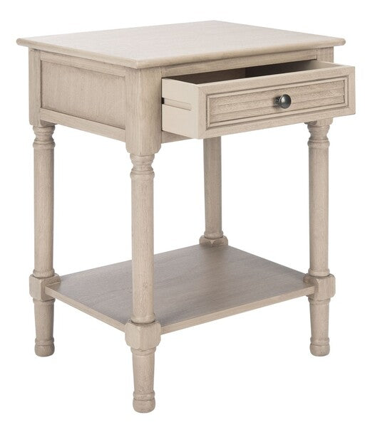 Tate Accent Table in Greige with Storage Drawer