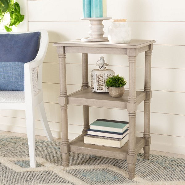 Cassie Accent Table in Greige with 3 Shelves