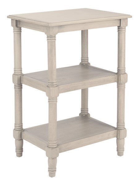 Cassie Accent Table in Greige with 3 Shelves