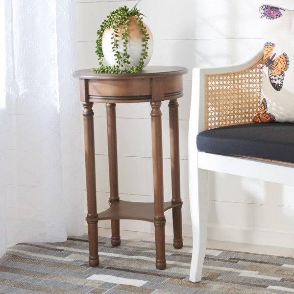 Tinsley Round Accent Table in Brown