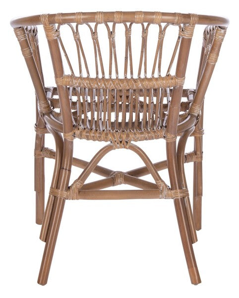 Adriana Rattan Accent Chair in Gray White Wash (Set of 2)