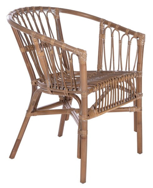 Adriana Rattan Accent Chair in Gray White Wash (Set of 2)