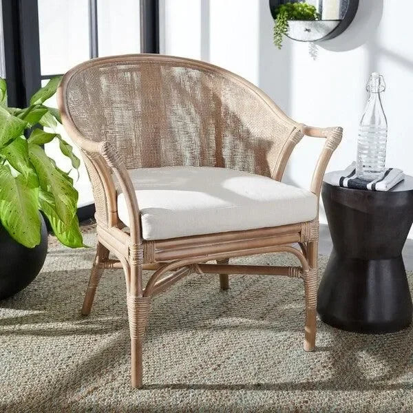 Dustin Rattan Accent Chair in Gray White Wash - The Mayfair Hall