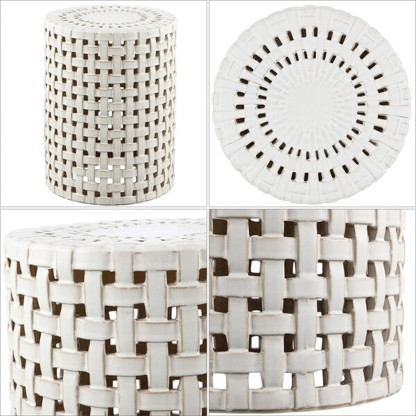 Sayre Ceramic Garden Stool in Cream
