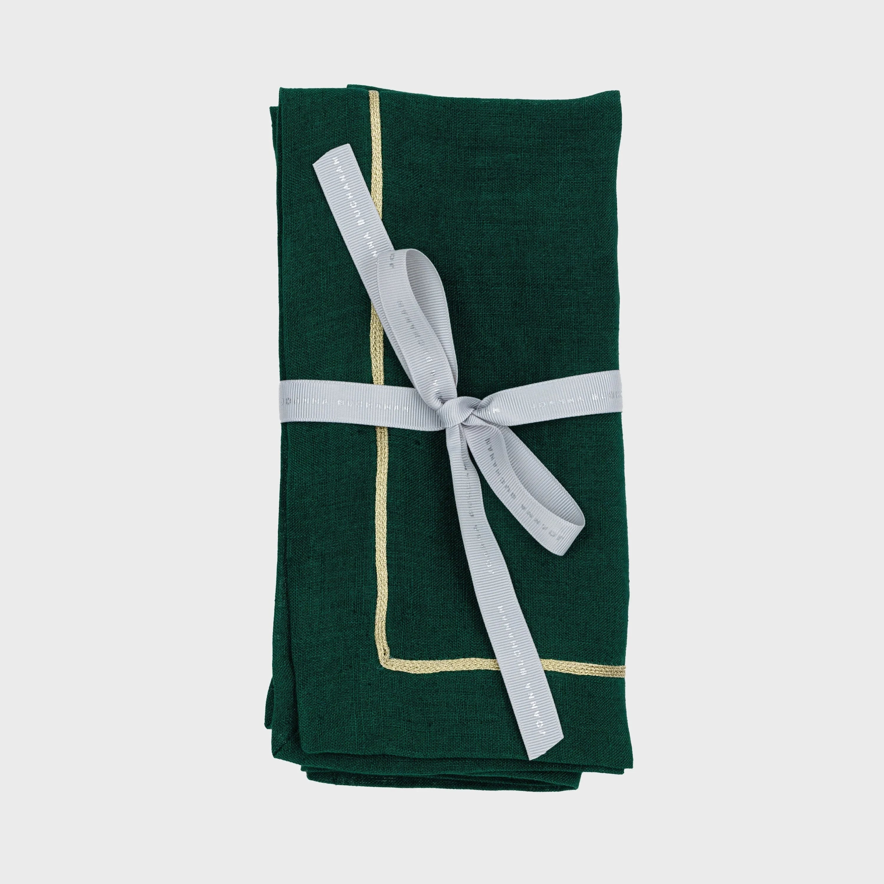 Gold Trim Dinner Hunter Green Napkins (Set of 2)