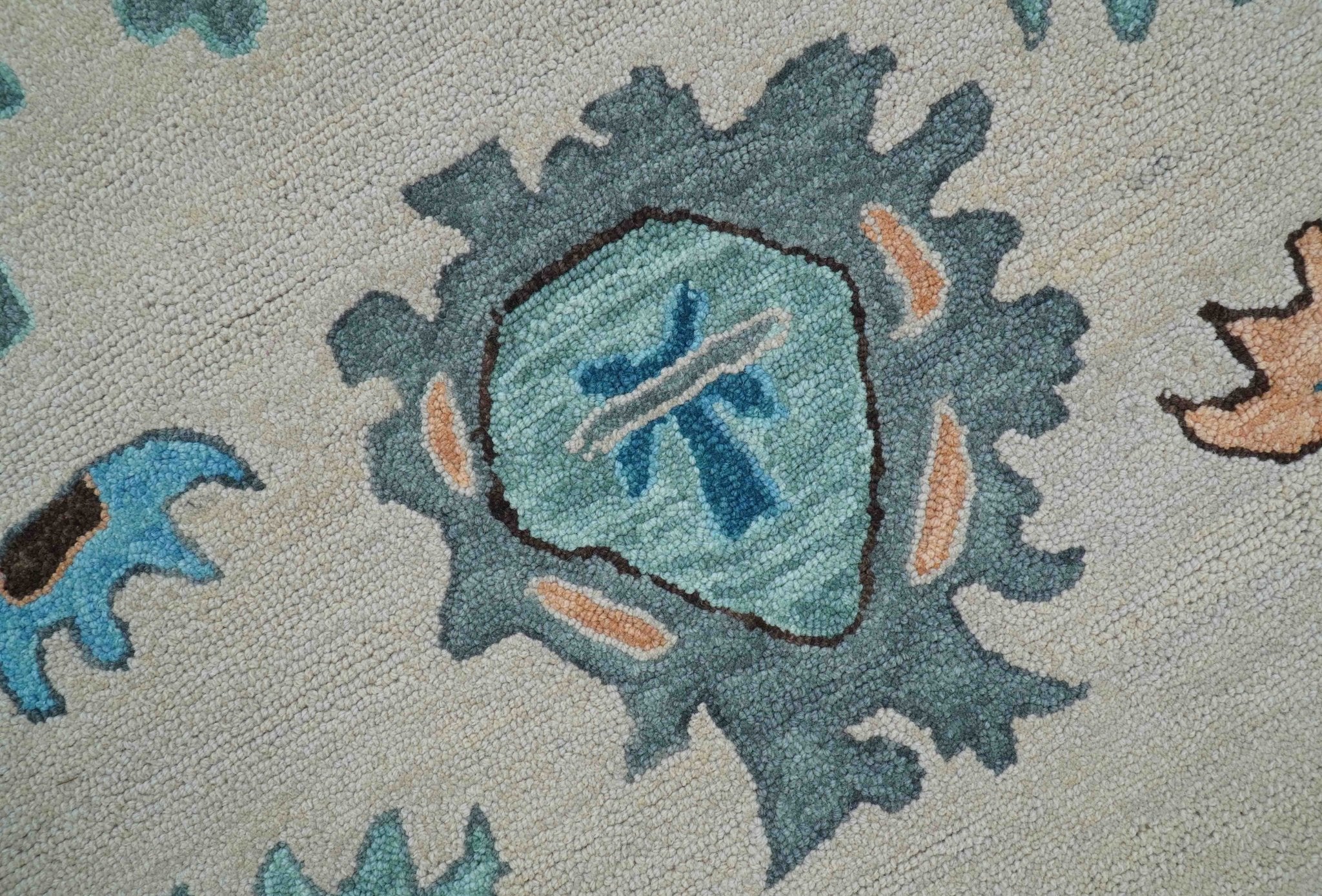 Allure Custom Made Traditional Design Peach And Blue Hand Tufted Wool Rug