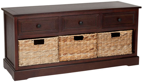 Damien 3 Drawer Storage Bench in Dark Cherry