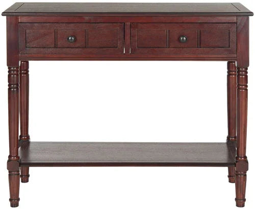 Samantha Pine Wood Console Table in Dark Cherry with Drawers