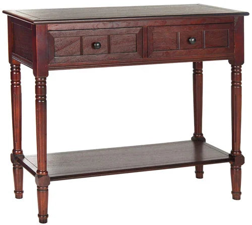 Samantha Pine Wood Console Table in Dark Cherry with Drawers