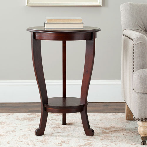 Mary Pedestal Side Table in Dark Cherry