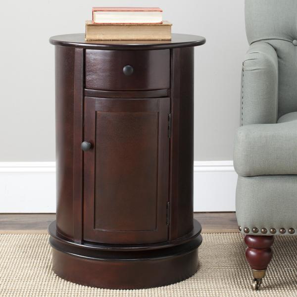 Tabitha Swivel Accent Table in Dark Cherry