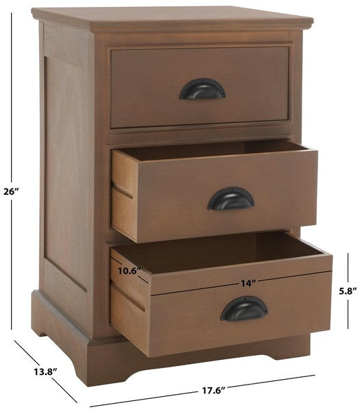 Griffin 3 Drawer Side Table in Sepia