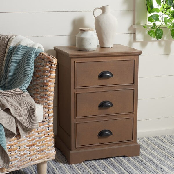 Griffin 3 Drawer Side Table in Sepia