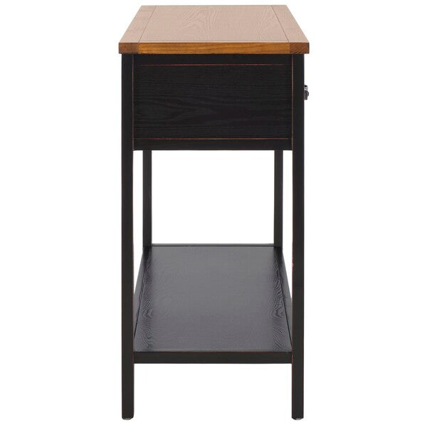 Aiden Console Table in Black and Oak with 3 Drawers & 1 Shelf