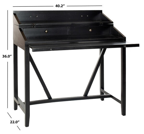 Wyatt Writing Desk in Black with Two Hidden Drawers
