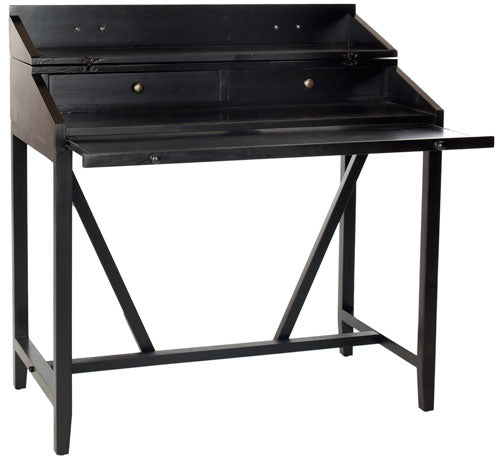 Wyatt Writing Desk in Black with Two Hidden Drawers
