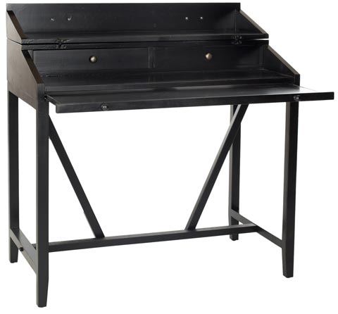 Wyatt Writing Desk in Black with Two Hidden Drawers