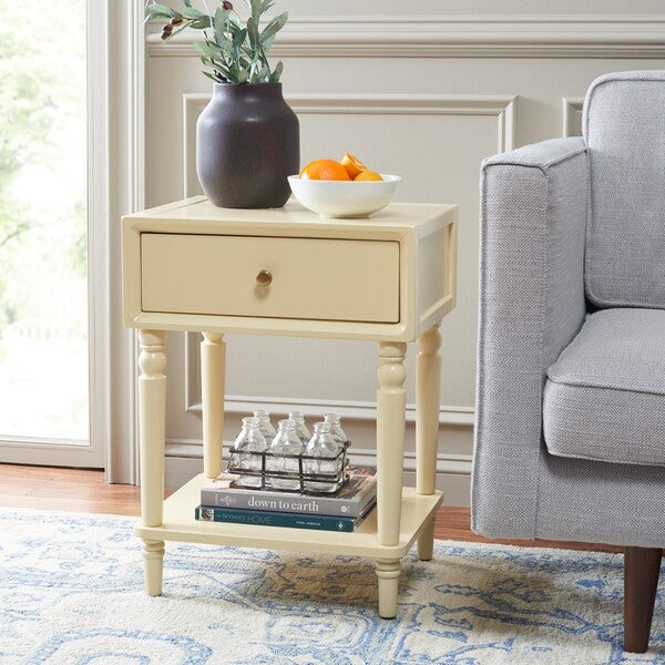 Siobhan Accent Table in Vanilla with Storage Drawer