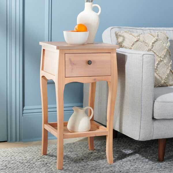 Thelma End Table in Honey Natural with Storage Drawer
