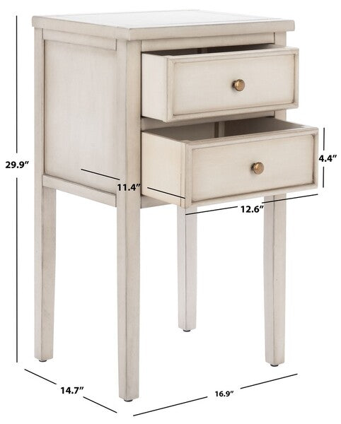 Toby End Table in White Birch with Storage Drawers