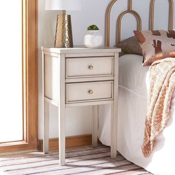 Toby End Table in White Birch with Storage Drawers