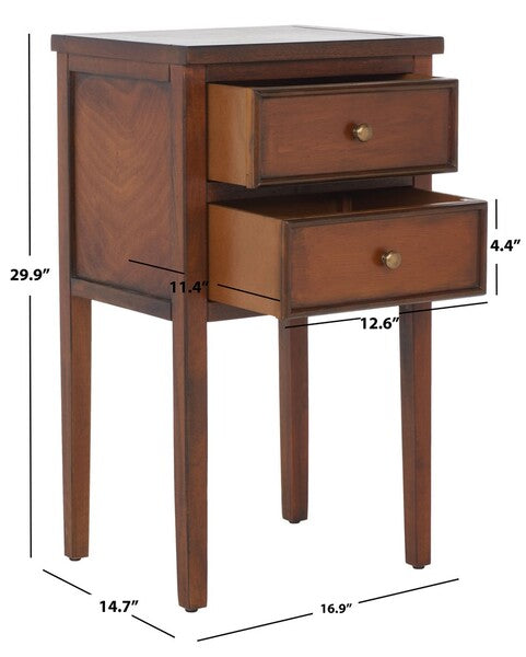 Toby End Table in Brown with Storage Drawers