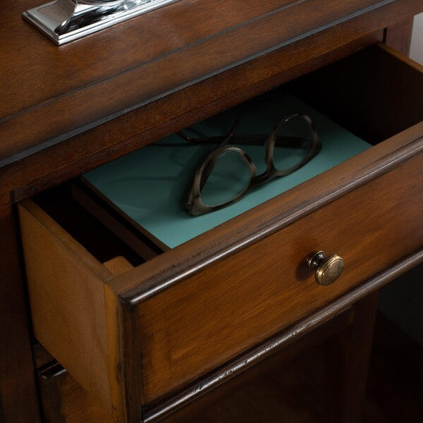 Toby End Table in Brown with Storage Drawers
