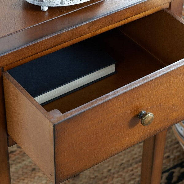 Abel End Table in Brown with Storage Drawer