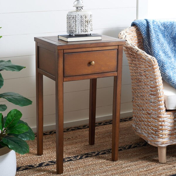 Abel End Table in Brown with Storage Drawer