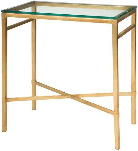Viggo Metal Accent Table in Antique Gold Gilt with Glass Top - The Mayfair Hall