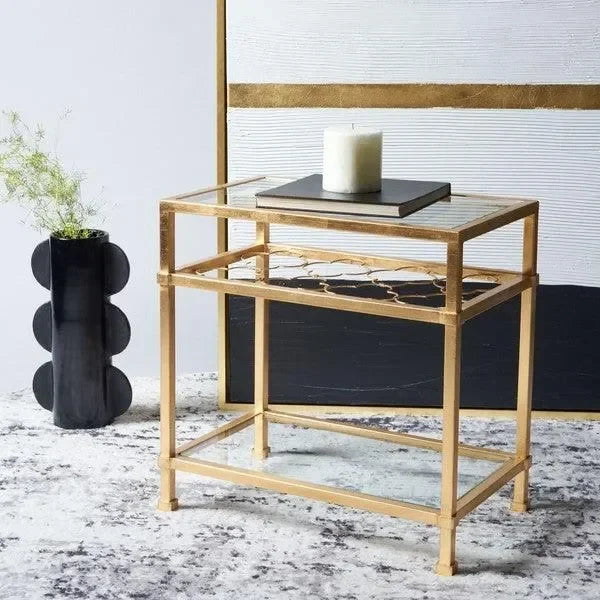 Hanzel Metal Accent Table in Gold Leaf - The Mayfair Hall