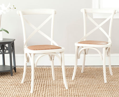 Franklin X Back Farmhouse Dining Chair in Antique White (Set of 2)