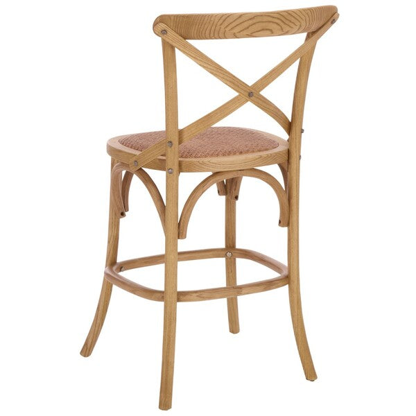 Franklin Oak Counter Stool in Weathered Oak with Rattan Seat