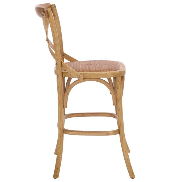 Franklin Oak Counter Stool in Weathered Oak with Rattan Seat